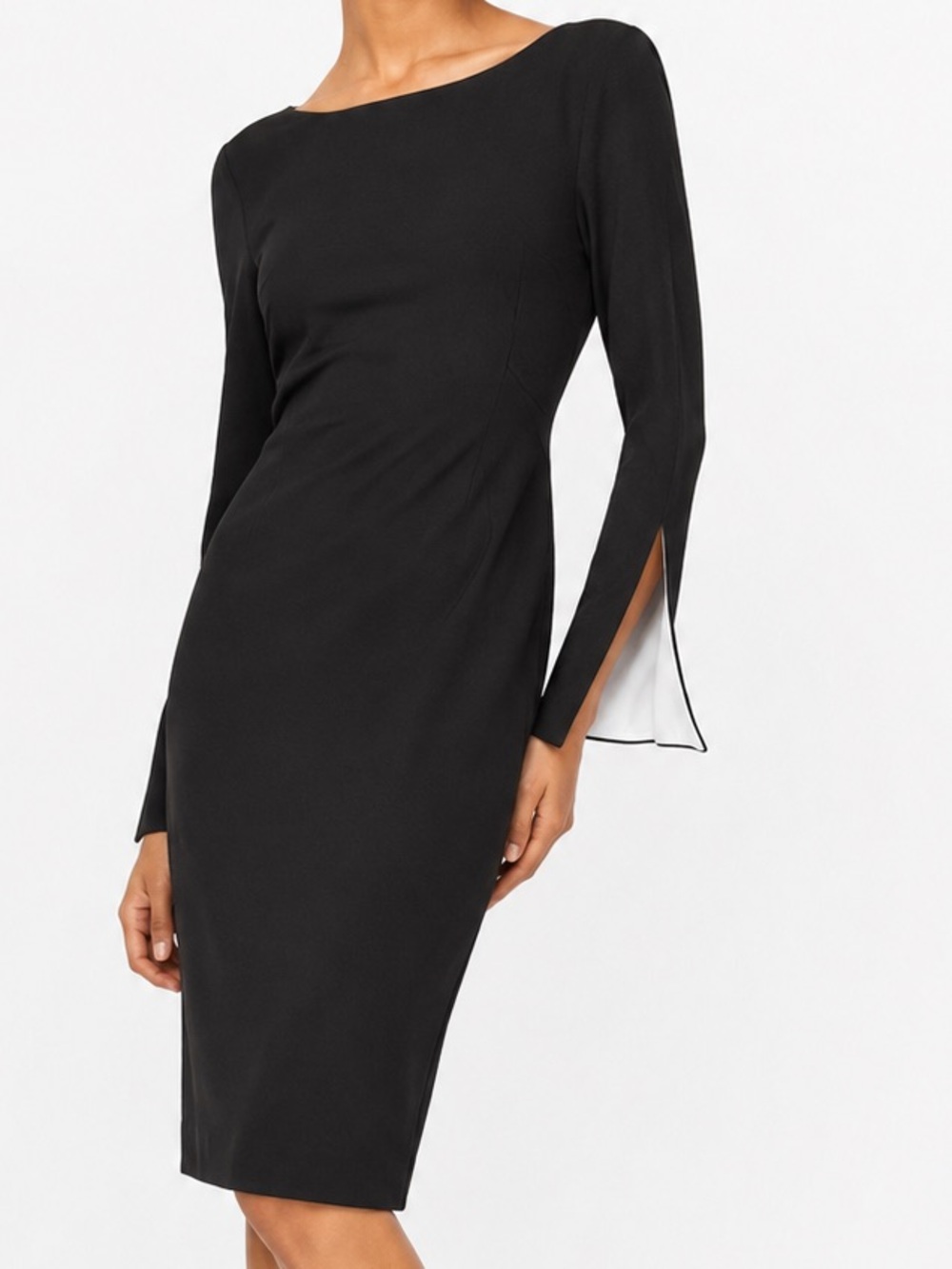 Banana Republic Black Boatneck Sheath Dress with Split Bell Sleeves